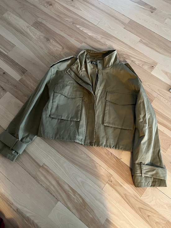Zara Jackets & Blazers - Zara Olive tan Cropped Utility Jacket